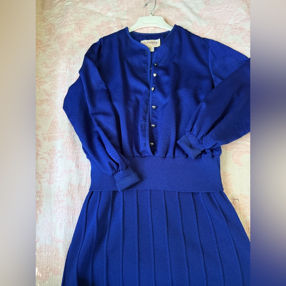 Castleberry vintage Royal Blue Blouse and skirt